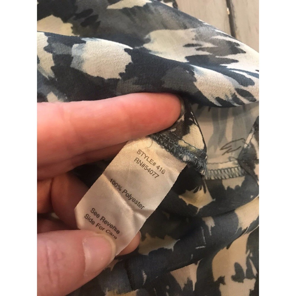 CAbi Blue Avery Tunic Sleeveless Button Front Top Sheer Blouse 416 Abstract Sz M - Picture 4 of 9